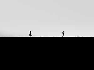 Preview wallpaper people, silhouettes, black and white, bw