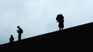 Preview wallpaper people, silhouettes, dark, birds
