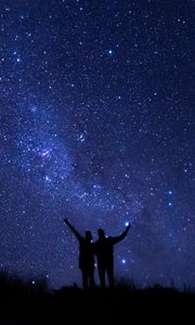 Preview wallpaper people, silhouettes, starry sky, night, dark