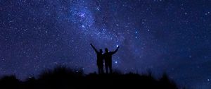 Preview wallpaper people, silhouettes, starry sky, night, dark
