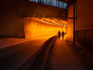 Preview wallpaper people, silhouettes, tunnel, dark