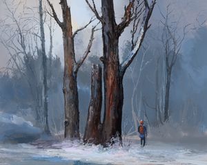 Preview wallpaper people, trees, forest, winter, art