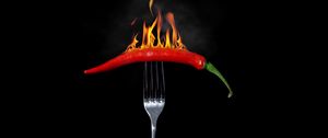 Preview wallpaper pepper, chile, fire, searing, fork