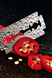 Preview wallpaper pepper, chilli, blade, drops
