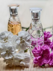 Preview wallpaper perfume, flowers, bottles