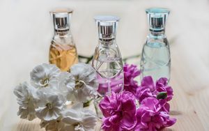 Preview wallpaper perfume, flowers, bottles