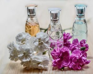 Preview wallpaper perfume, flowers, bottles