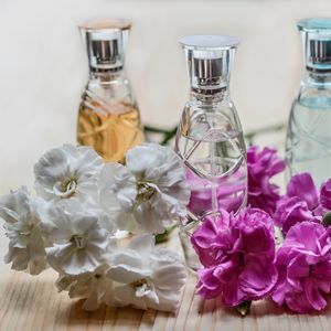 Preview wallpaper perfume, flowers, bottles