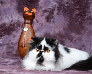 Preview wallpaper persian cat, figurine, cat, spotted