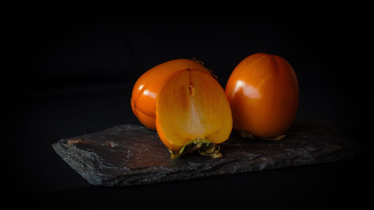 Wallpaper persimmon, fruit, ripe, slice