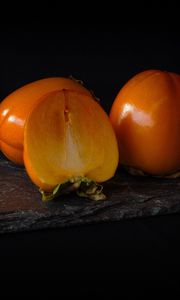 Preview wallpaper persimmon, fruit, ripe, slice