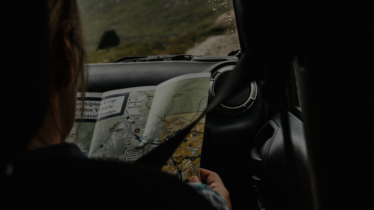 Wallpaper person, map, travel, car
