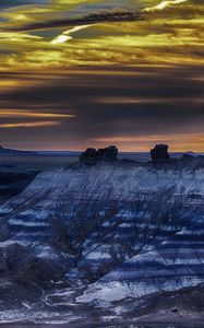 Preview wallpaper petrified forest, arizona, mountains, sky, hdr