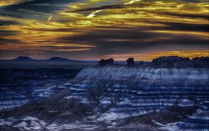 Preview wallpaper petrified forest, arizona, mountains, sky, hdr