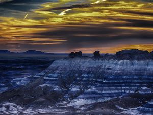 Preview wallpaper petrified forest, arizona, mountains, sky, hdr