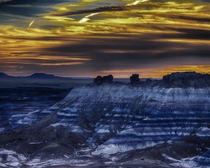 Preview wallpaper petrified forest, arizona, mountains, sky, hdr