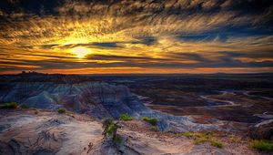 Preview wallpaper petrified forest, arizona, sunset, hdr