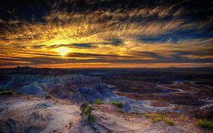 Preview wallpaper petrified forest, arizona, sunset, hdr