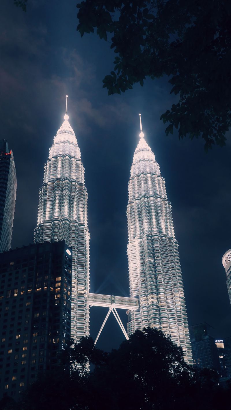 800x1420 Wallpaper petronas towers, kuala lumpur, malaysia, illumination