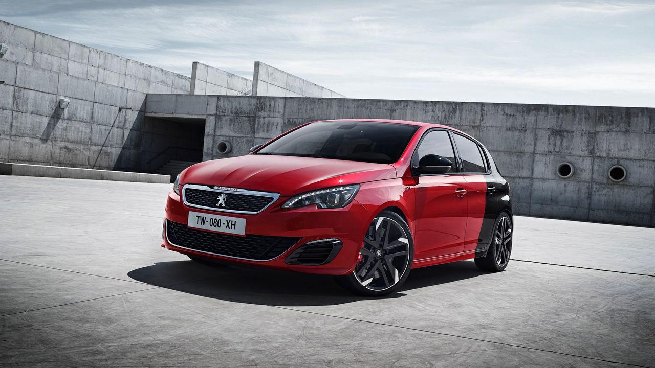 Wallpaper peugeot, 308, gti, red, side view