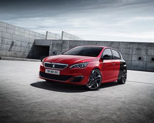 Preview wallpaper peugeot, 308, gti, red, side view