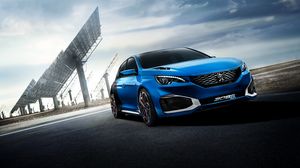 Preview wallpaper peugeot, 308 r, hybrid, blue, side view