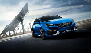 Preview wallpaper peugeot, 308 r, hybrid, blue, side view