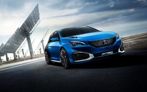 Preview wallpaper peugeot, 308 r, hybrid, blue, side view