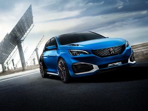 Preview wallpaper peugeot, 308 r, hybrid, blue, side view