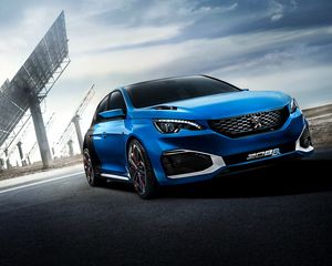 Preview wallpaper peugeot, 308 r, hybrid, blue, side view