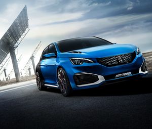 Preview wallpaper peugeot, 308 r, hybrid, blue, side view