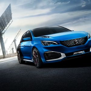 Preview wallpaper peugeot, 308 r, hybrid, blue, side view