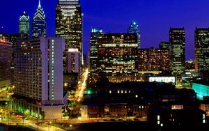 Preview wallpaper philadelphia, pennsylvania, skyscrapers, night, sky, metropolis