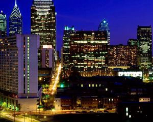 Preview wallpaper philadelphia, pennsylvania, skyscrapers, night, sky, metropolis