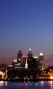 Preview wallpaper philadelphia, sea, city, city lights, night