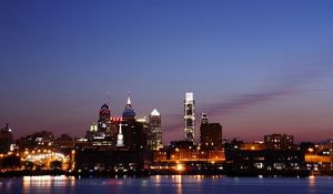 Preview wallpaper philadelphia, sea, city, city lights, night