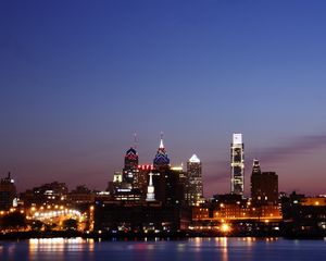 Preview wallpaper philadelphia, sea, city, city lights, night