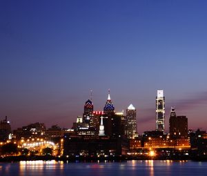 Preview wallpaper philadelphia, sea, city, city lights, night