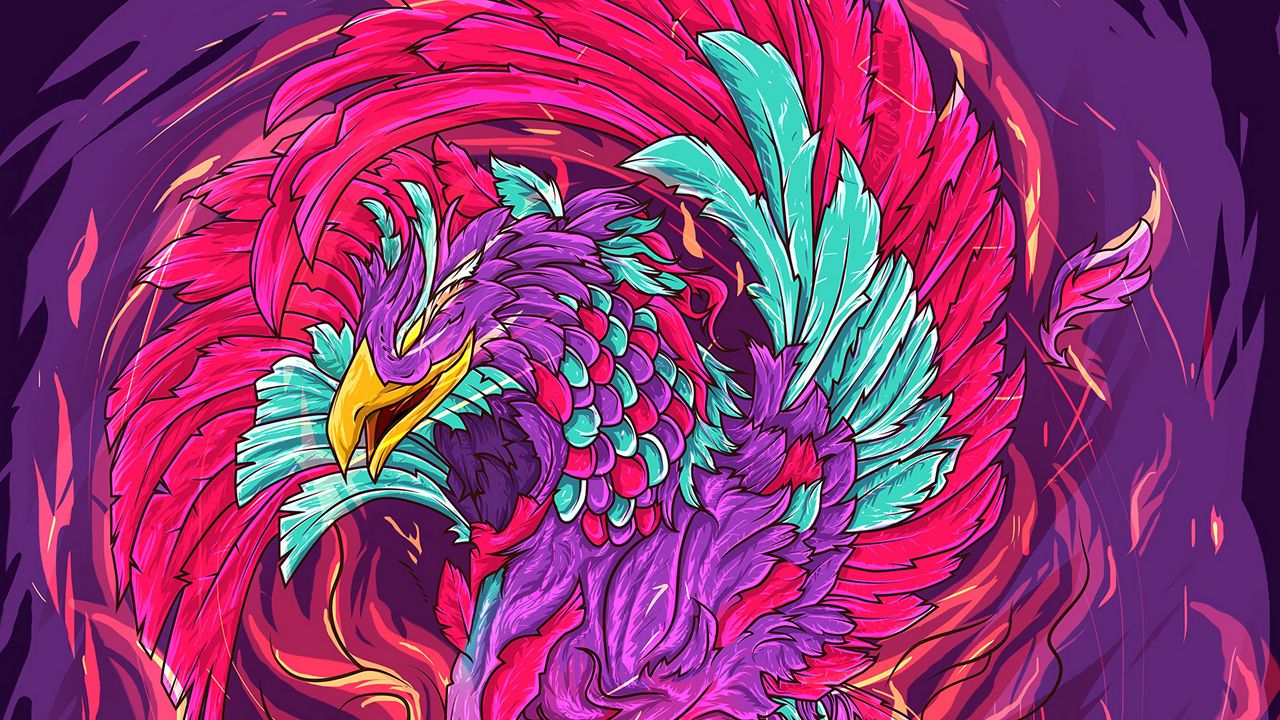 Wallpaper phoenix, bird, art, colorful, bright