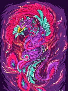 Preview wallpaper phoenix, bird, art, colorful, bright