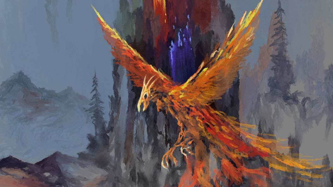 Wallpaper phoenix, bird, fantasy, art