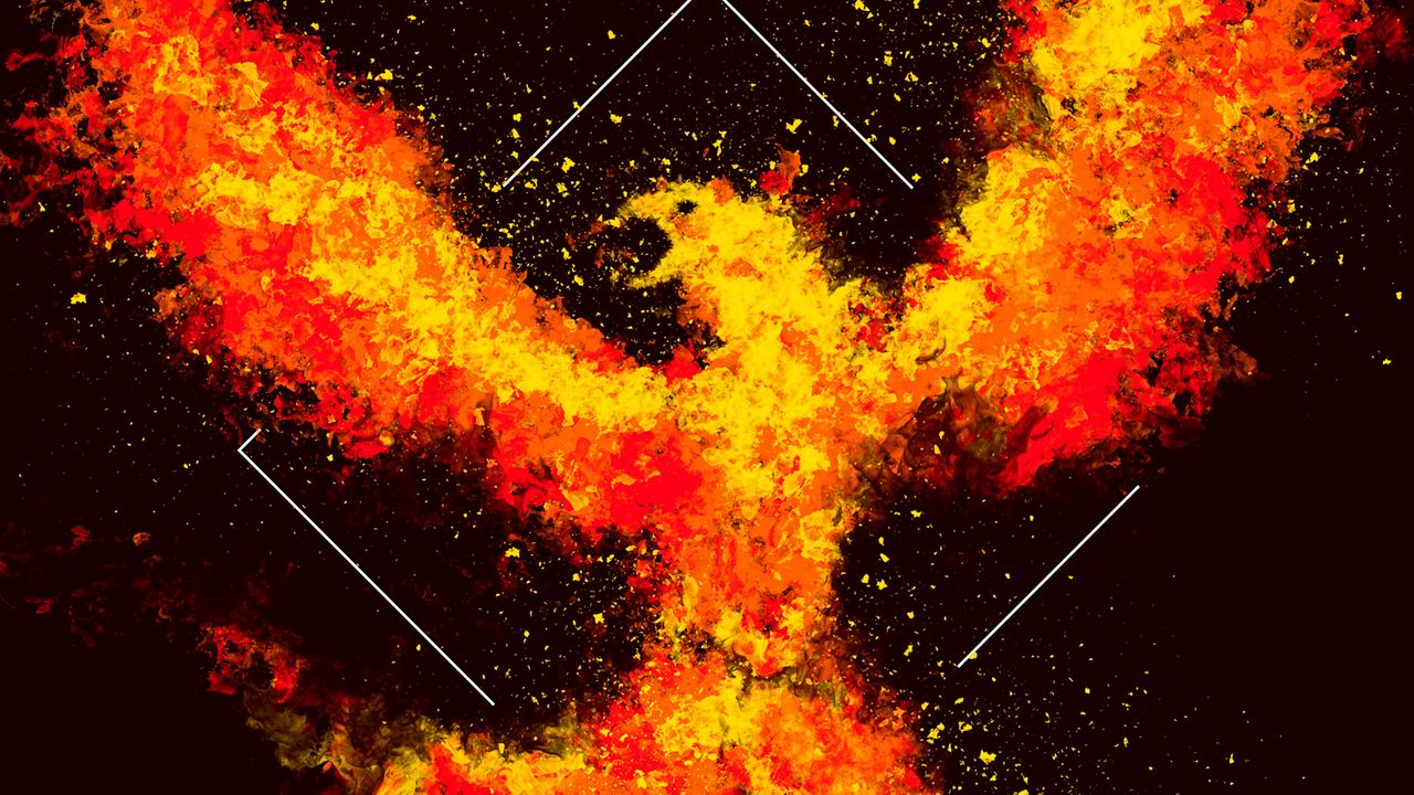 Download wallpaper 1280x720 phoenix, bird, fire, art, square hd, hdv, 720p  hd background
