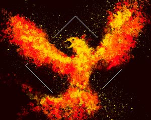 Preview wallpaper phoenix, bird, fire, art, square