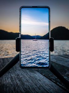 Preview wallpaper phone, boat, lake, photography