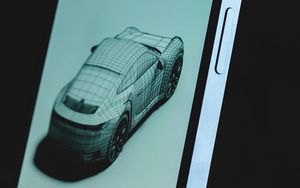 Preview wallpaper phone, car, model, polygons, technology