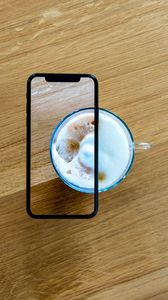 Preview wallpaper phone, coffee, cup, wooden