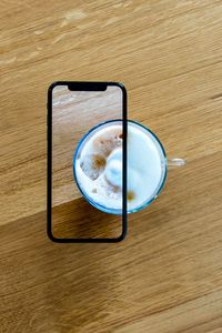 Preview wallpaper phone, coffee, cup, wooden