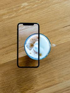 Preview wallpaper phone, coffee, cup, wooden