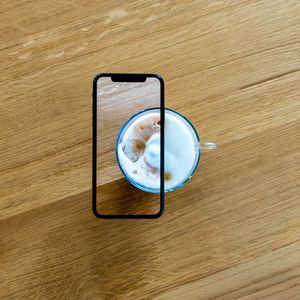 Preview wallpaper phone, coffee, cup, wooden