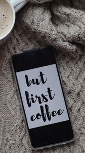Preview wallpaper phone, coffee, text, inscription